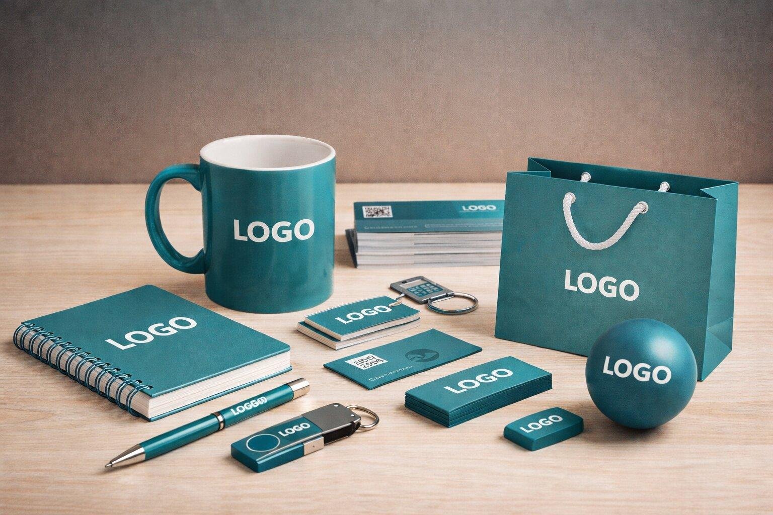 produkte promocionale si filxhan, fletore, stilolaps dhe kartvizita me branding per marketing biznesi